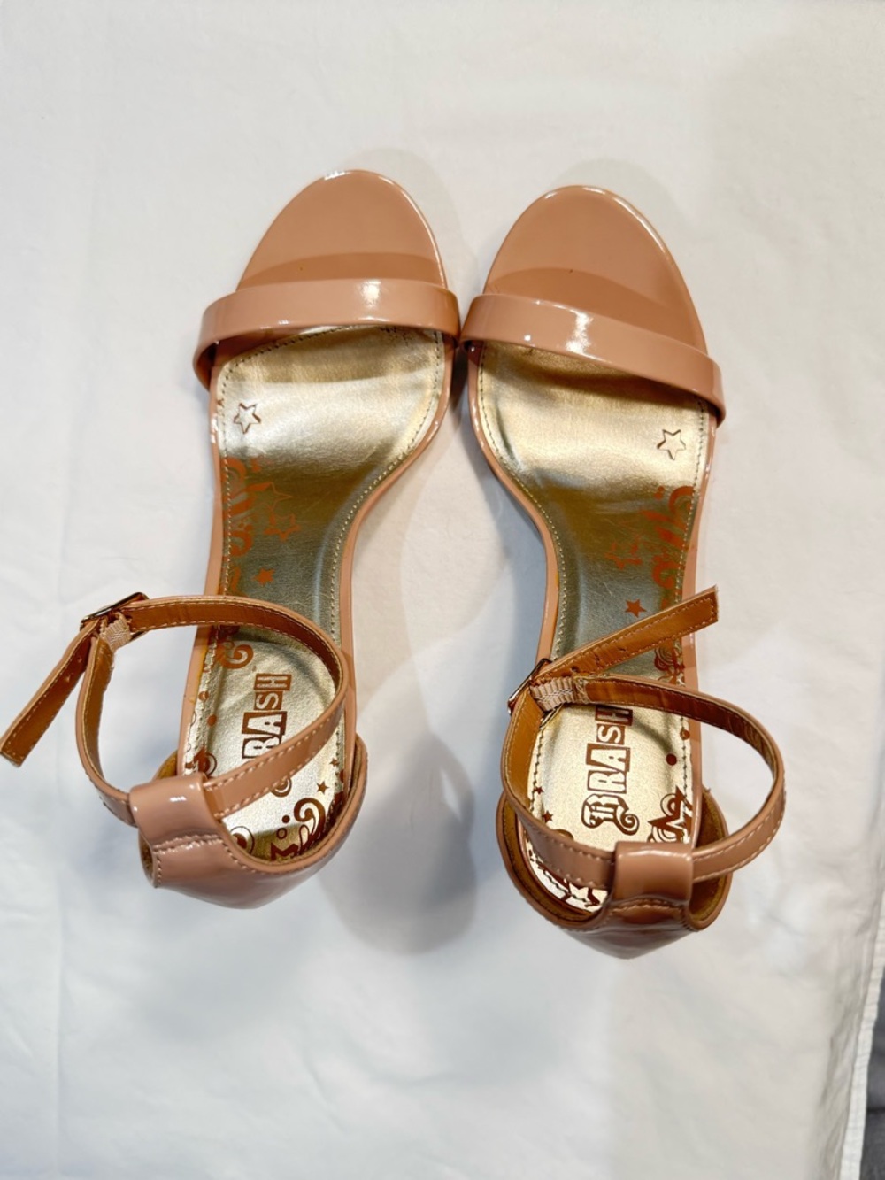 Brash Women's Patent Ankle-Strap Sandals in Nude/Taupe